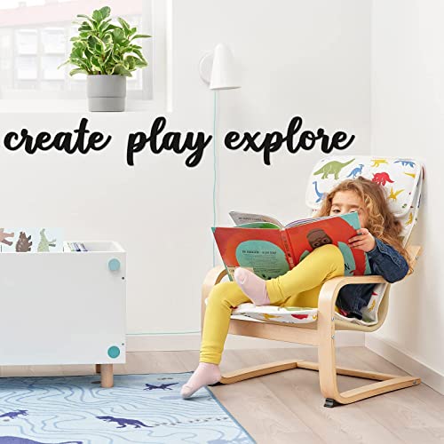 Xylolfsty Playroom Wall Decor Wood Play Explore Create Inspirational Wall Art Nursery Room Decor for Kids Toddlers Boys Girls Classroom Bedroom Reading Nook Positive Quotes Wall Decoration