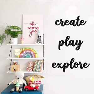 Xylolfsty Playroom Wall Decor Wood Play Explore Create Inspirational Wall Art Nursery Room Decor for Kids Toddlers Boys Girls Classroom Bedroom Reading Nook Positive Quotes Wall Decoration