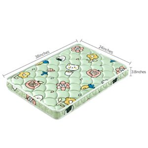 Mini Crib Mattress Topper - Suitable for [Crib Mini Crib] 38 x 24 x 4 inches - Non-Toxic, Quiet, Soft, Odor Free Foam - Printed Cartoon Pattern | Suitable for Most Portable Mini Cribs