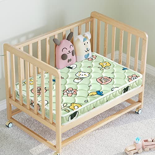 Mini Crib Mattress Topper - Suitable for [Crib Mini Crib] 38 x 24 x 4 inches - Non-Toxic, Quiet, Soft, Odor Free Foam - Printed Cartoon Pattern | Suitable for Most Portable Mini Cribs