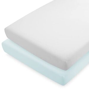 bare home 2-pack fitted crib sheets - premium 1800 ultra-soft microfiber - breathable - baby sheet - for boys & girls - fits standard crib and toddler mattresses (crib, sky blue/cloud grey)