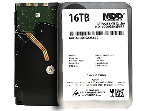 MaxDigitalData (MD16000GSA25672) 16TB 7200RPM SATA 6Gb/s 256MB Cache 3.5inch Internal Desktop Hard Drive - 3 Years Warranty