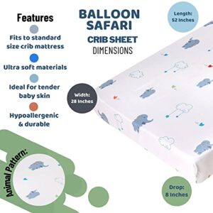 Baby Bees 4 Pieces Balloon Safari Crib Bedding Sets for Boys and Girls | Baby Bedding Set of Crib Sheet, Quilt, Dust Ruffle for Standard Size Crib