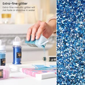 Arteza Fine Glitter Set, 6 x 2-oz Bottles, Ocean-Toned Glitter for Resin, Glue, Acrylic Paint, Arts and Crafts Supplies for Creating DIY Projects and Holiday Art