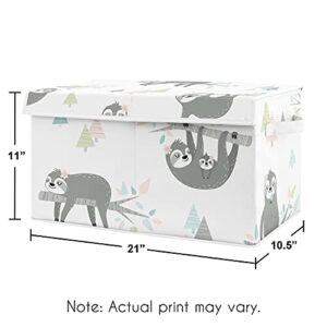 Sweet Jojo Designs Pink and Grey Jungle Sloth Girl Small Fabric Toy Bin Storage Box Chest For Baby Nursery or Kids Room - Blush, Turquoise, Gray and Green Tropical Botanical Rainforest Leaf