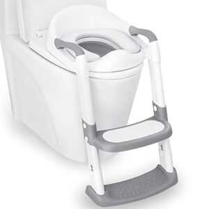 jassone® potty training seat, toddler step stool, 2 in 1 potty training toilet for kids, baby seat with splash guard and anti-slip pad for boys girls potty training, grey