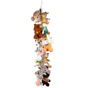 Blulu Plastic Toy Chain Organizer Stuffed Animal Storage Chain with 20 Pcs Plastic Clips 2 Pcs Ceiling Hook and 2 Pcs Door Hook for Hanging Plush Toys Hats Socks and Holiday Cards (White Clip)