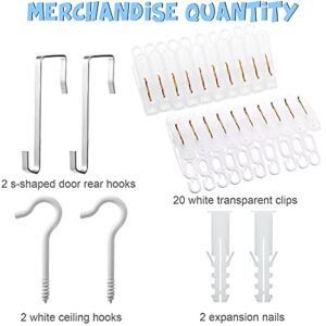 Blulu Plastic Toy Chain Organizer Stuffed Animal Storage Chain with 20 Pcs Plastic Clips 2 Pcs Ceiling Hook and 2 Pcs Door Hook for Hanging Plush Toys Hats Socks and Holiday Cards (White Clip)