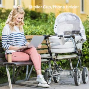 THSYMOR Stroller Cup Holder, Universal Cup Holder Silicone for Stroller, Folding Phone Holder for Bike, Treadmill, Washroom, Boat, Lawn Chairs, Wheelchair, Beach Chair