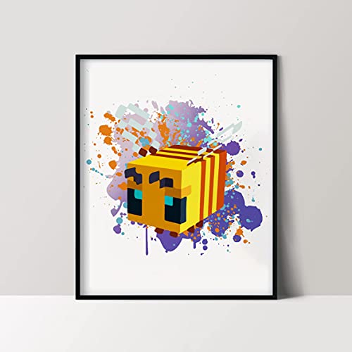 Pixel Mine Game Posters for Boys Room Decor – 8x10 Inches UNFRAMED Set of 6 by GROUP DMR, Fun Wall Art, Miner Gamer Themed Wall Decor, Video Game Gaming Gamer Watercolor Posters Prints Pictures Wall Art Decor