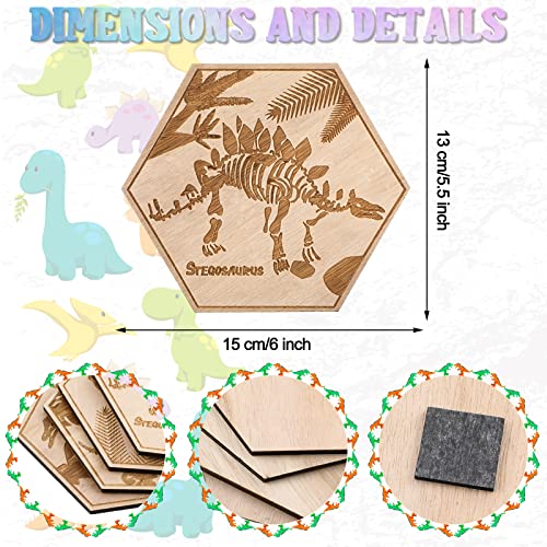 4 Pcs 5.1 x 5.9 Inches Dinosaur Wall Decor Wooden Dinosaur Art Decor Dinosaur Bedroom Decorations Modern Minimalist Design for Baby Boys Nursery Classroom Bedroom Playroom Living Room Decorations