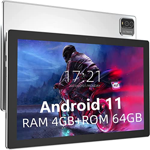 ZZB Tablet 10 Inch Android 11 Tablets, 64GB ROM 512GB Expand，6000mah Battery, Quad-Core Processor 4GB RAM Tableta, 8MP Camera WiFi BT GPS FM 10.1'' IPS HD Touch Screen, 10 in Tabletas.