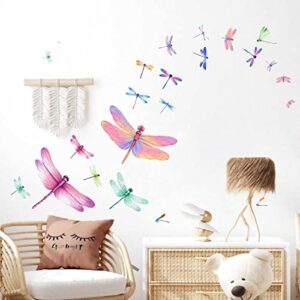 Dragonfly Wall Sticker Colorful Dragonfly Wall Decals Girls Wall Decals Dragonfly Decals Peel and Stick Wall Decals Spring Dragonfly Wall Stickers for Girls Bedroom Nursery Living Room Decor