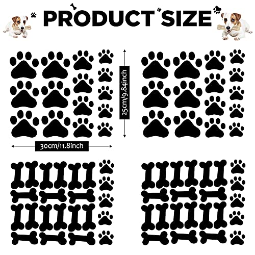 76 Pieces Dog Paw Decal Paw Print Sticker Dog Room Decor for Walls Dog Pup Removable Vinyl Wall Sticker Decoration Animal Footprint for Kid Boy Girl Nursery Bedroom Room Decor Art Mural DIY, Black