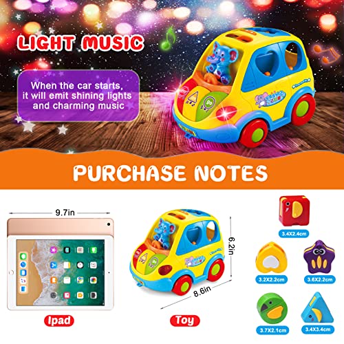 DUMMA Baby Toys 12-18 Months Musical Bus Toys for 1 2 3 4+Year Old Boys Girls Gifts,Early Education Learning Toy with Fruit/Music/Lighting/Smart Shapes for 18-24 Months Birthday Gifts