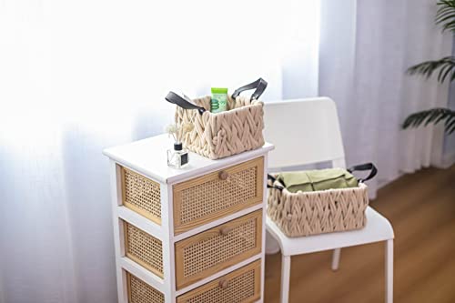 JLKIMZVO Storage Basket with Handl, Laundry Hamper, Toy Bin, for Toys Blankets Pillows Storage in Living Room Baby Nursery (Medium and Small)