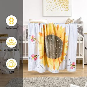 SUKOON Sunflower Monthly Milestone Blankets for Baby Boy/Girl | 47 x 40 inch | Bumblebee Age Photo Blanket with Marker and Bibs - Perfect Addition to The Baby Photo Album