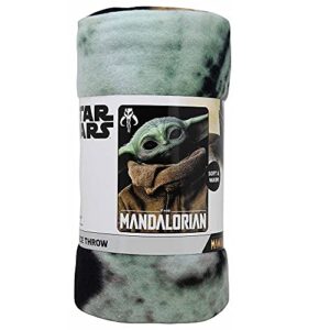 Classic Disney Star Wars Baby Yoda Fleece Blanket Set for Kids, Teens, Adults - Bundle with 45x60 Inch Baby Yoda Throw Blanket, Tote Bag, Stickers and More (Mandalorian Baby Yoda Room Decor)