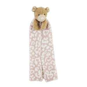 mud pie children's leopard bear lovey blanket, pink 21" x 16"