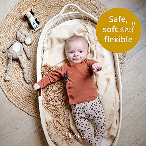 Yunioo Deluxe Baby Changing Basket with Extra Travel Diaper pad, Foam Changing pad and Water Repellent Cover, Cotton Rope Moses Basket, Changing Table Topper for Dresser (Sydney White Beige)