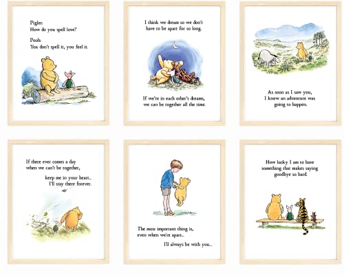 bumbleboo Nistio® Classic Winnie the Pooh Nursery Wall Decor, Winnie the Pooh Print, Winnie the Pooh Playroom Decor, Set of 9 Prints, Piglet, Eeyore, Tigger Nursery Decor, Unframed, 8x10 inches