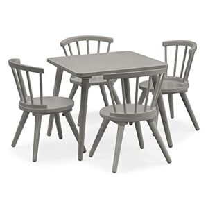 delta children windsor kids wood table and chair set (4 chairs included) - ideal for arts & crafts, snack time, homeschooling, homework & more, grey