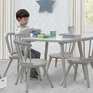 Delta Children Windsor Kids Wood Table and Chair Set (4 Chairs Included) - Ideal for Arts & Crafts, Snack Time, Homeschooling, Homework & More, Grey