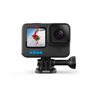 GoPro HERO10 Black, Waterproof Action Camera, 5.3K60/4K Video, 1080p Live Streaming, Essential Bundle with Extra Battery, 32GB microSD Card, Card Reader