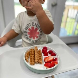 Elk and Friends 6.7" Kids Porcelain White Plates with Silicone Sleeves | Divided Plates | Suitable for Kids/Toddlers | Microwave & Dishwasher Safe | Non Slip | Snack Dishes