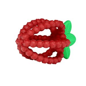 RaZbaby Silicone Infant & Baby Teething Toy, Textured BerryBumps Soothe Babies’ Sore Gums, RaZberry Bites Relief Teether, Back & Front Teeth, BPA Free, Easy to Hold, Fruit Shape for Babies 3M+ - Red