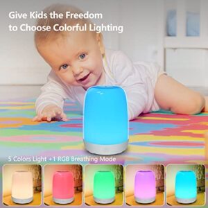 Dremkit Nursery Night Light for Kids, Baby Night Light with Dimmable Warm Light, 5 Color Changing Light, USB Rechargeable Bedside Night Light Lamp for Breastfeeding, Babies and Toddlers Bedrooms