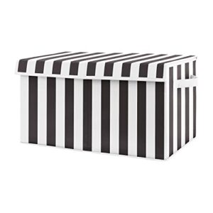 sweet jojo designs black stripe boy or girl small fabric toy bin storage box chest for baby nursery or kids room - black and white for paris collection gender neutral