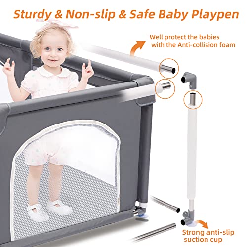 Baby Playpen, Large Playpen for Babies and Toddlers (71x59inch), Safety Playard with Anti-Collision Foam, Indoor & Outdoor Kids Activity Center