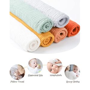 Konssy Muslin Baby Burp Cloths Sets for Unisex- 6 Pack Large 100% Cotton Burping Clothes for Newborn，Baby Girls and Boys