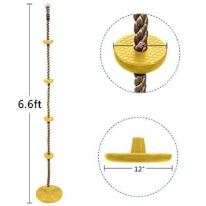 ERRTT gt8-ly Rock Climbing Rope Swing with disc Swing seat Set Rope Ladder Children Outdoor Tree Backyard Playground Swing Suitable for Any Backyard Playground or Outdoor Theater Yellow