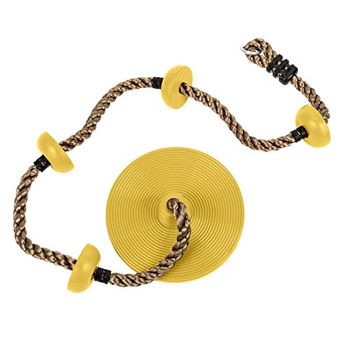 ERRTT gt8-ly Rock Climbing Rope Swing with disc Swing seat Set Rope Ladder Children Outdoor Tree Backyard Playground Swing Suitable for Any Backyard Playground or Outdoor Theater Yellow