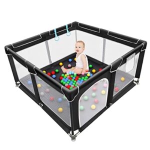 baby playpen, baby playard, playpen for babies with gate indoor & outdoor kids activity center, sturdy play yard with soft breathable mesh