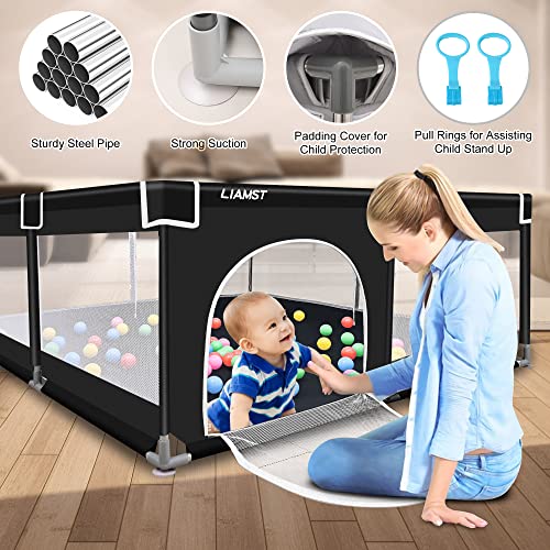 Baby Playpen, Baby Playard, Playpen for Babies with Gate Indoor & Outdoor Kids Activity Center, Sturdy Play Yard with Soft Breathable Mesh