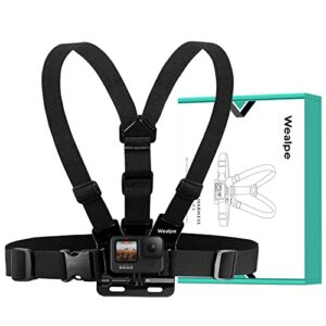 wealpe chest mount harness chesty strap compatible with gopro hero 11, 10, 9, 8, 7, max, fusion, hero (2018), 6, 5, 4, session, 3+, 3, 2, 1, dji osmo, xiaomi yi cameras