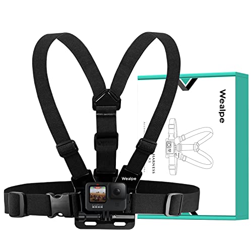 Wealpe Chest Mount Harness Chesty Strap Compatible with GoPro Hero 11, 10, 9, 8, 7, Max, Fusion, Hero (2018), 6, 5, 4, Session, 3+, 3, 2, 1, DJI Osmo, Xiaomi Yi Cameras