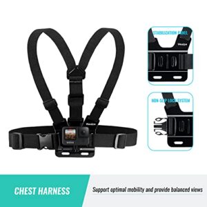 Wealpe Chest Mount Harness Chesty Strap Compatible with GoPro Hero 11, 10, 9, 8, 7, Max, Fusion, Hero (2018), 6, 5, 4, Session, 3+, 3, 2, 1, DJI Osmo, Xiaomi Yi Cameras