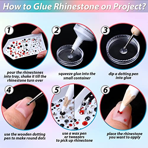 B-7000 Glue for Rhinestones Crafts, 4000Pcs Upgrade Crystal Clear Flatback Rhinestones with 3Pcs Adhesive Glue Dotting Pen Wax Pencil Tray Tool for Nail Art Tumbler DIY Jewelry Beads Shoes Clothes