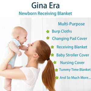 Gina Era Flannel Receiving Blankets, Baby Swaddle Blankets 100% Cotton 4 Pcs One Size 30 X 30 Inch for Baby Boy or Baby Girl (Style11)