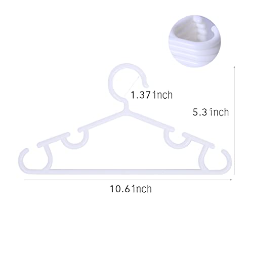 veeyidd Tubular Baby Hangers 10.5" Size for Newborn Kids Infant Children Toddler with Plastic Hanger Straps (White, 60 Pack)