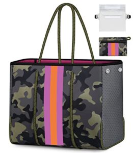 ibfun neoprene large beach bag for women pool gym travel tote bag
