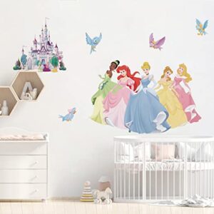 runtoo princess wall decals for girls bedroom castle wall art stickers kids baby nursery wall decor