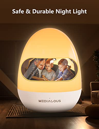 MediAcous Night Lights for Kids Room, Baby Night Light with Stable Charging Pad, Dimmable Kids Night Light with 1H Timer & Touch Control, ABS+PC LED Egg Lamps for Breastfeeding, Up to 200H