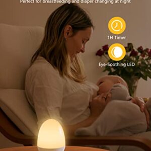 MediAcous Night Lights for Kids Room, Baby Night Light with Stable Charging Pad, Dimmable Kids Night Light with 1H Timer & Touch Control, ABS+PC LED Egg Lamps for Breastfeeding, Up to 200H