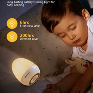 MediAcous Night Lights for Kids Room, Baby Night Light with Stable Charging Pad, Dimmable Kids Night Light with 1H Timer & Touch Control, ABS+PC LED Egg Lamps for Breastfeeding, Up to 200H