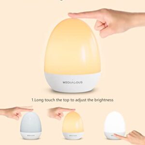 MediAcous Night Lights for Kids Room, Baby Night Light with Stable Charging Pad, Dimmable Kids Night Light with 1H Timer & Touch Control, ABS+PC LED Egg Lamps for Breastfeeding, Up to 200H